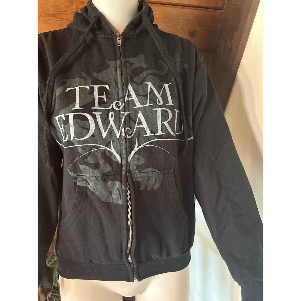 Vtg 2009 Twilight New Moon Team Edward Zip Up Hoodie Small Tultex Movie Promo Y2